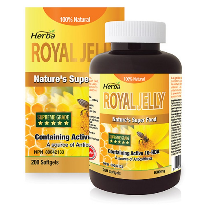 허바 캐나다 프리미엄 로얄젤리 200액상캡슐 (3개월분) 면역 슈퍼푸드, 1개, 200정