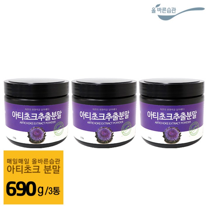 올바른습관 아티초크 분말 가루 분말가루 추출분말 230g 460g, 3병