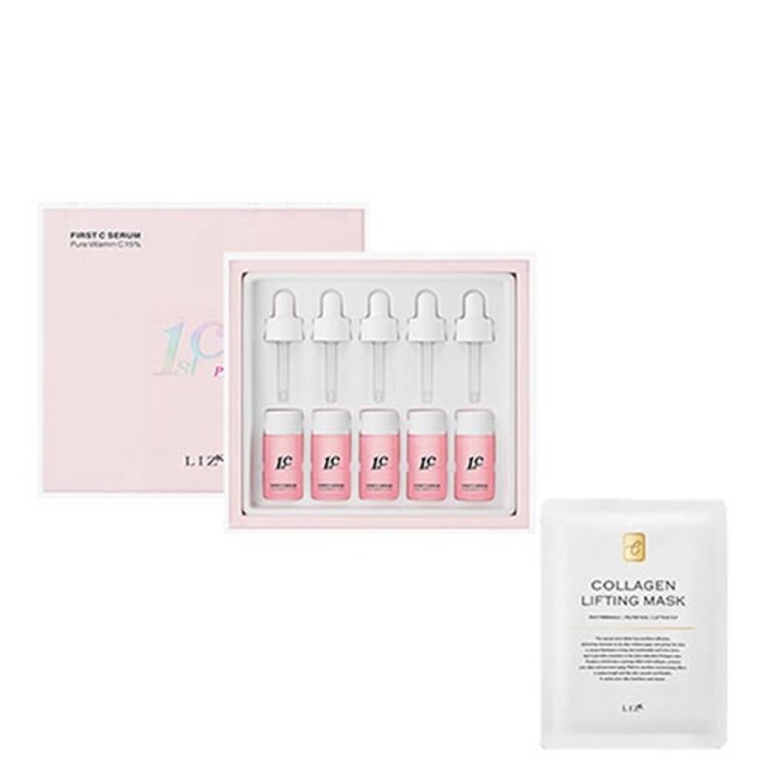  퍼스트씨 세럼 핑크 퓨어 비타민 씨 15%(5개입) - 콜라겐 리프팅 마스크팩 1매 증정, 1개 