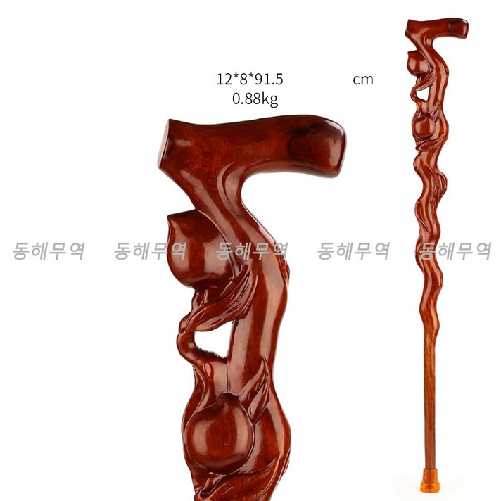 수입 등산 스틱 워킹용 지팡이 마호가니 노인 단단한 나무 미끄럼 방지 노인 나무 난간, 아프리카 자단과 복숭아 지팡이