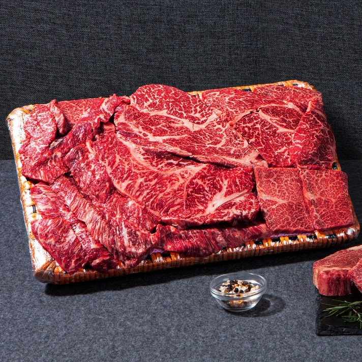  까박 투쁠 한우 모듬 1++ 구이용 한우한판, 한우모듬한판 600g (꽃등심+특수), 1개 
