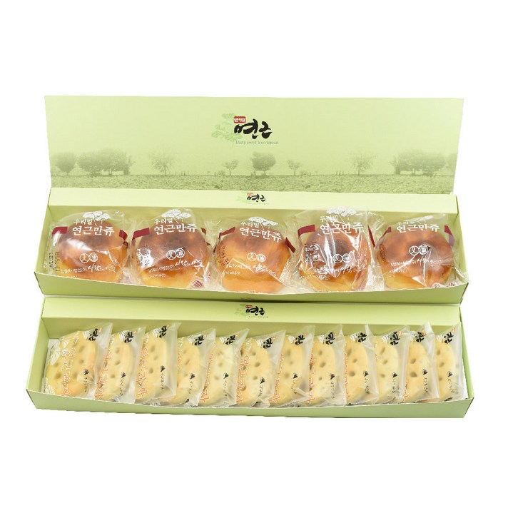 무배/연근듬뿍 간식 연근과자 연근만쥬 박스포장 선물 과자세트01, 연근과자12개+연근만쥬5개