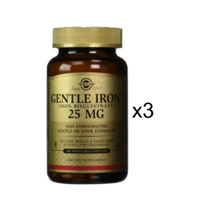 솔가 철분/Solgar Gentle Iron 25 MG/180정x3병 12509
