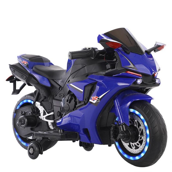 하우바이몰 오토바이장난감 아동오토바이 남아선물 슈퍼바이크 아동 스쿠터 어린이 전동바이크, 1개, 스탠다드 블루풋 페달 보증음악 조명
