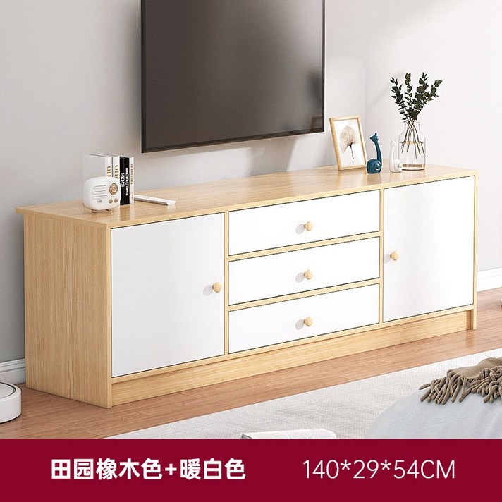 북유럽 높은 거실장 티비 다이 티비장 이케아 세라믹 원목 tv 선반 TV 캐비닛 5, 집회, 5개의 캐비닛 도어-1402954- 목가적인 오크