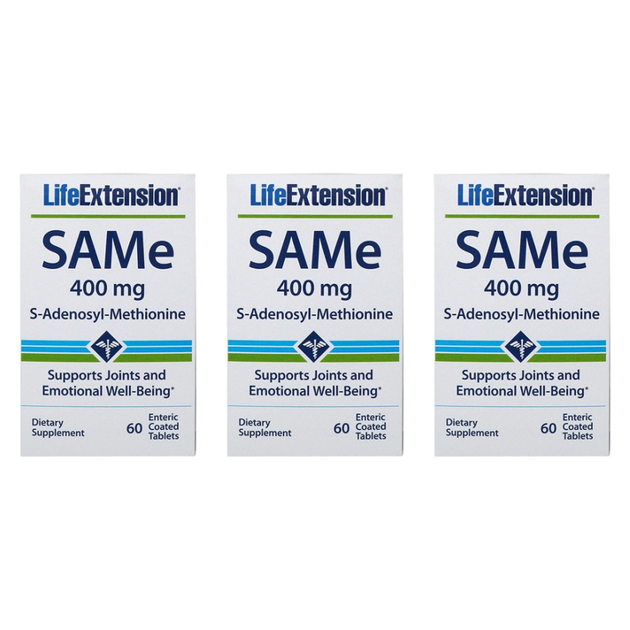 라이프 익스텐션 Life Extension S-Adenosyl-Methionine S-아데노실메티오닌 400mg 60개입, 3개묶음(10%할인), 1개
