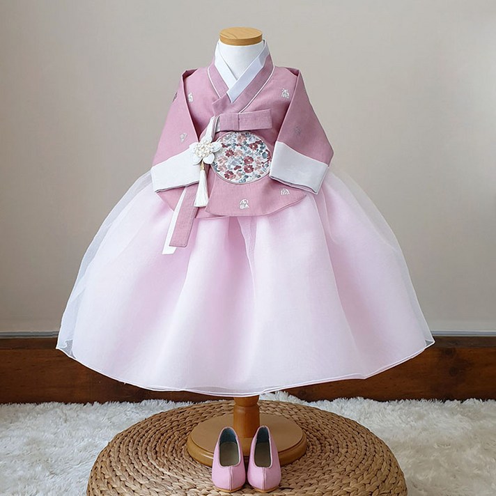 어썸한복 여아한복 율린 은박 분홍 당의