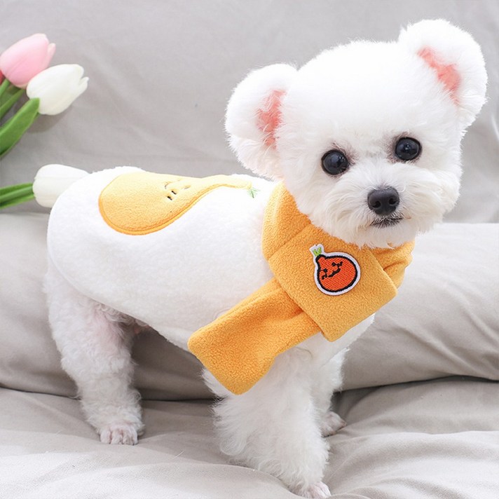 요기쏘 강아지 고양이 한라봉 후리스 조끼