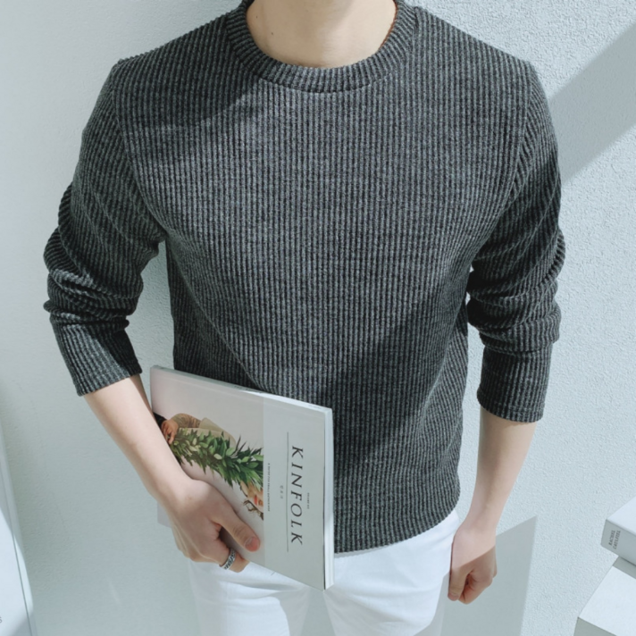 이브컴퍼니 9color 남자 라운드 오버핏 골지 긴팔 니트 빅사이즈 L-5XL (633)