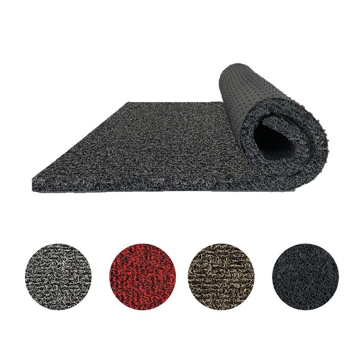 호구몰 18mm DIY 코일 현관매트 베란다 발코니, 두께 18mm 가로폭 120cm x  세로폭 1cm, 그레이+블랙