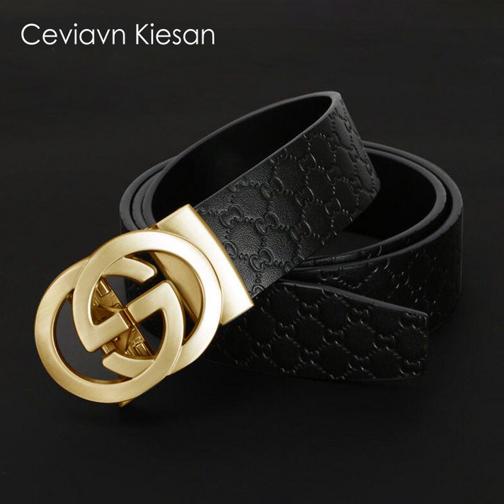 남자 가죽 벨트 전체 머리띠 소가죽 자동 단추 알파벳 벨트 생방송