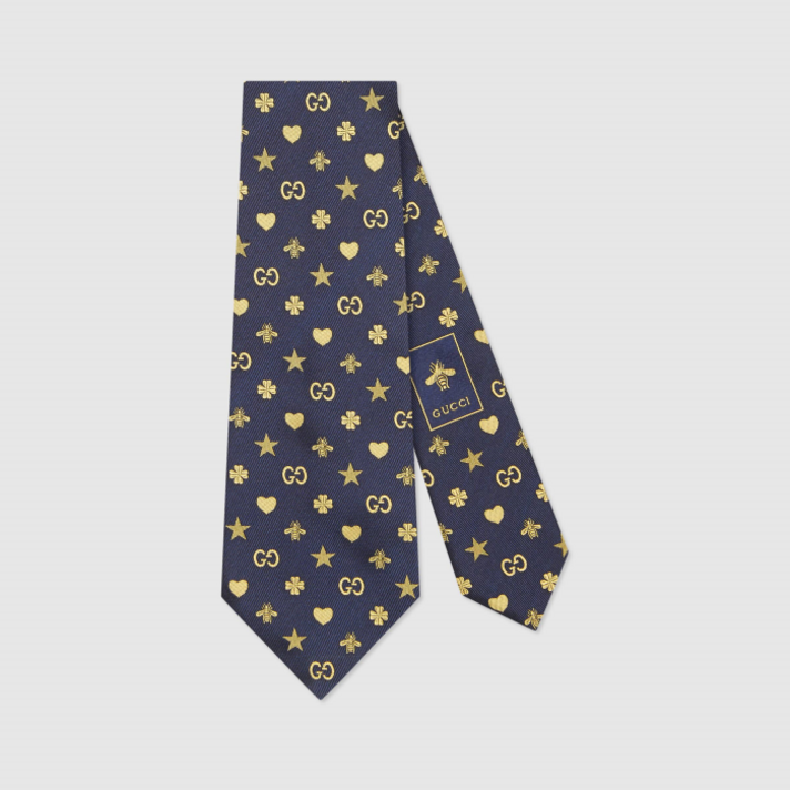 구찌 Symbols motif silk tie 545834 4E017 4179