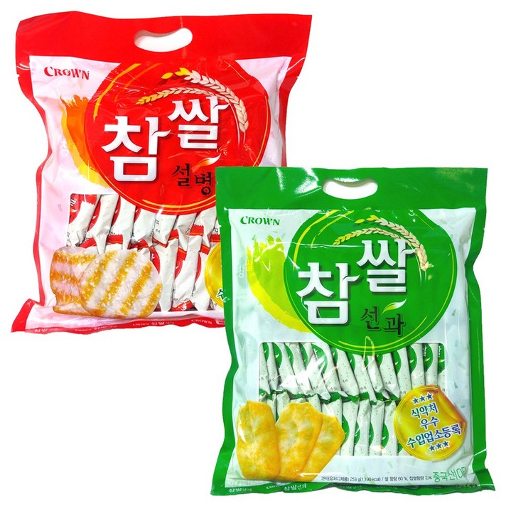 크라운 참쌀설병 + 참쌀선과 쌀스낵 세트, 2종, 1세트