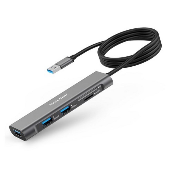 베이직기어 USB 3.0 5 in 1 멀티허브, 혼합색상