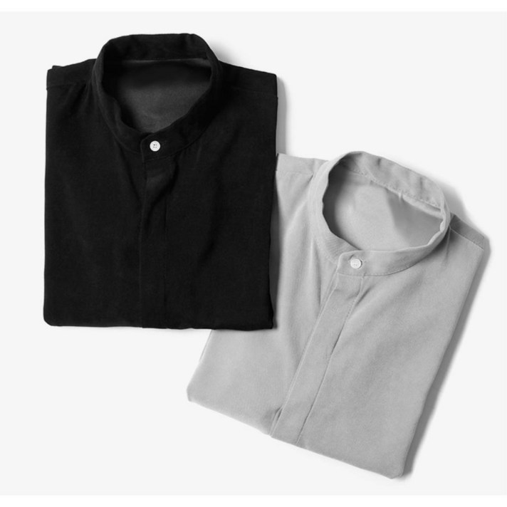 유행 남자 헨리넥 부드러운 셔츠 청소년 남성 정장셔츠 남자난방 이미지 깔끔 봄