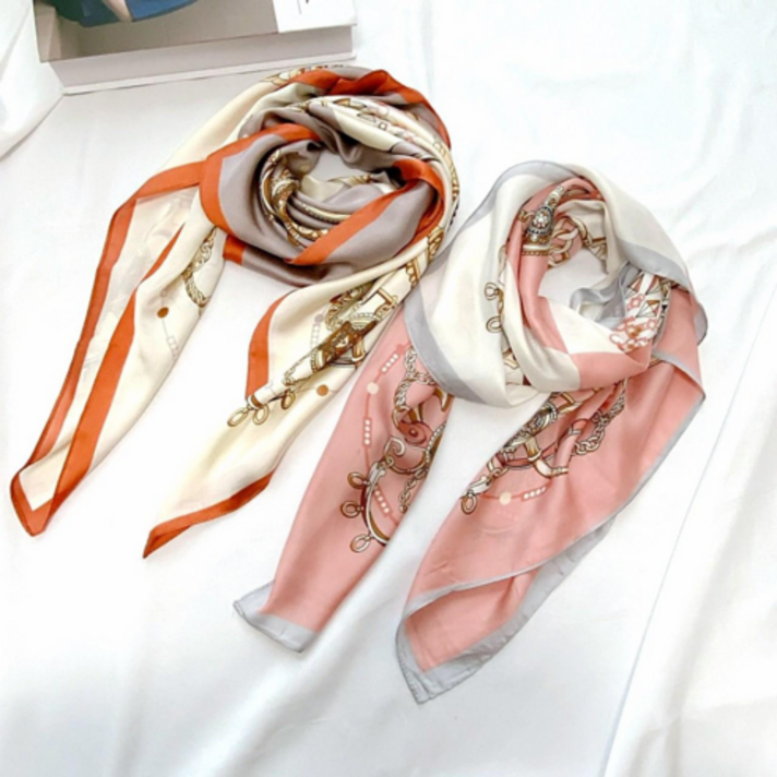 pkpj 2종세트 체인 럭셔리 실크 스카프