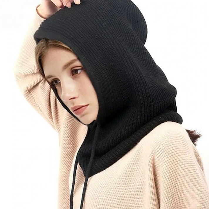 후드목도리 니트 후드 머플러 넥워머 캐시미어 후드스카프 카멜 그레이 블랙