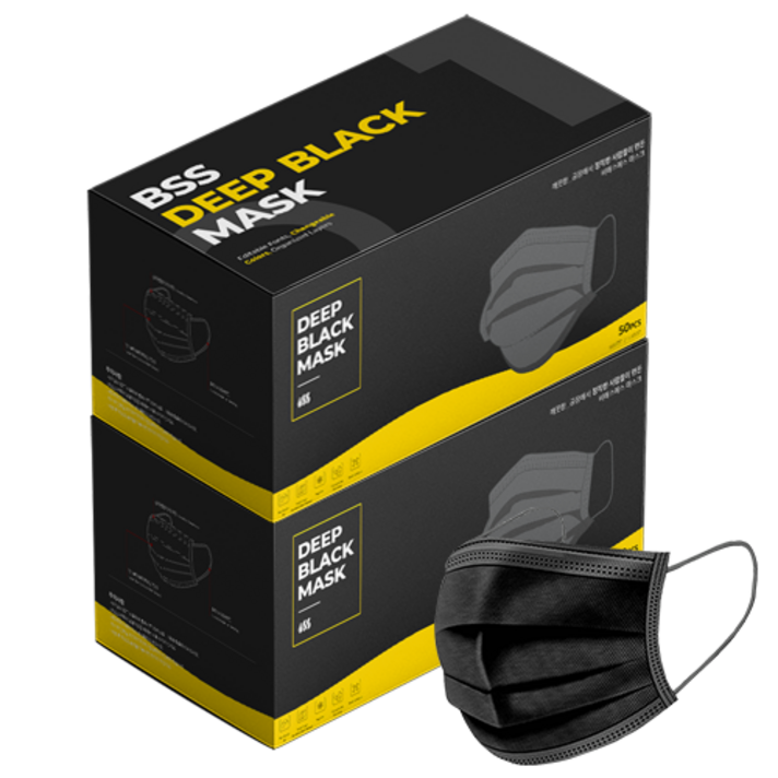 비에스에스 딥 블랙 마스크 국산 일회용 마스크 100매