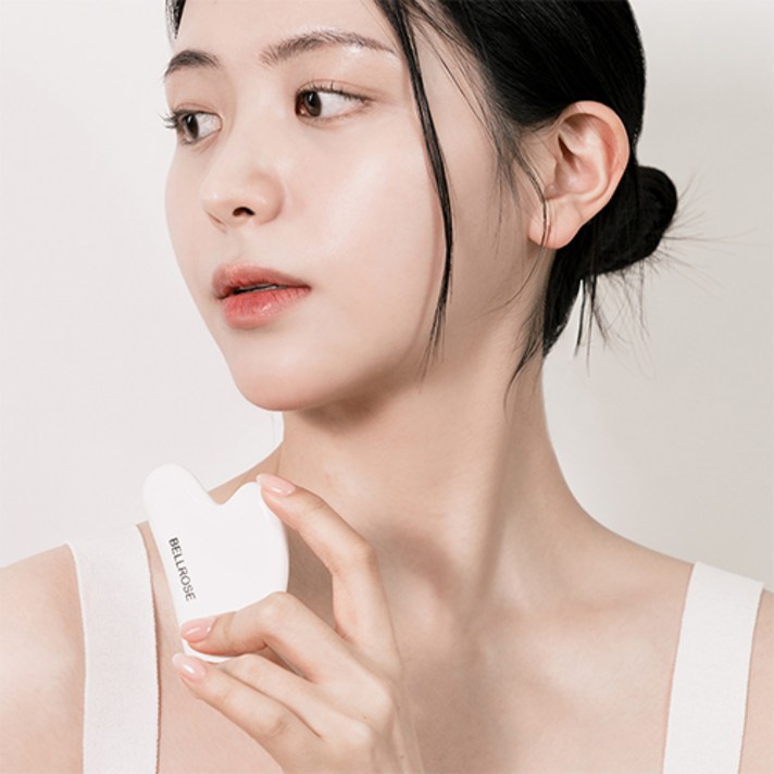 벨로즈 국내생산 세라믹 하트 괄사 마사지, 화이트, 2개