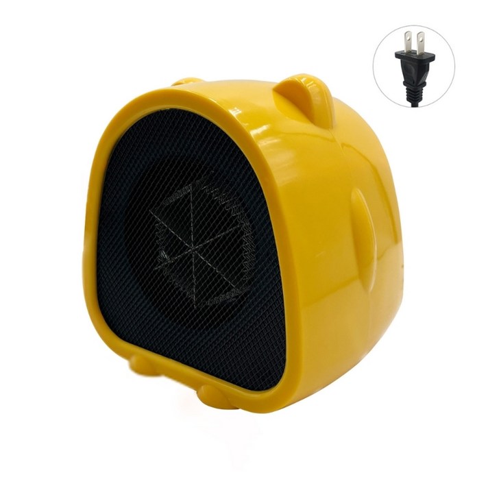 500W 미니 전기방 히터 휴대용 공간 히터 홈 오피스 침실 사무실 및 실내 겨울을위한 따뜻한 기계, 노란색, US