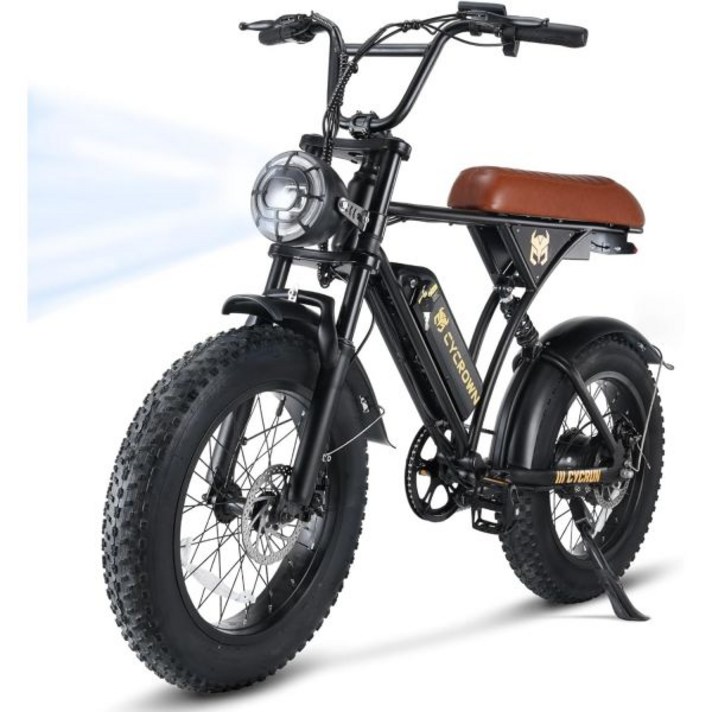 CycRun 성인용 전기자전거 750W 모터 374.4 장착WH 배터리 20MPH 55마일 Moped Style Ebike 20 Fat Tire 뚱뚱한 타이어 유압식 서스펜션이