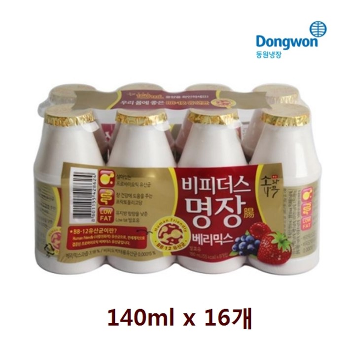 동원 소와나무 비피더스 명장 베리믹스 140ml, 16개