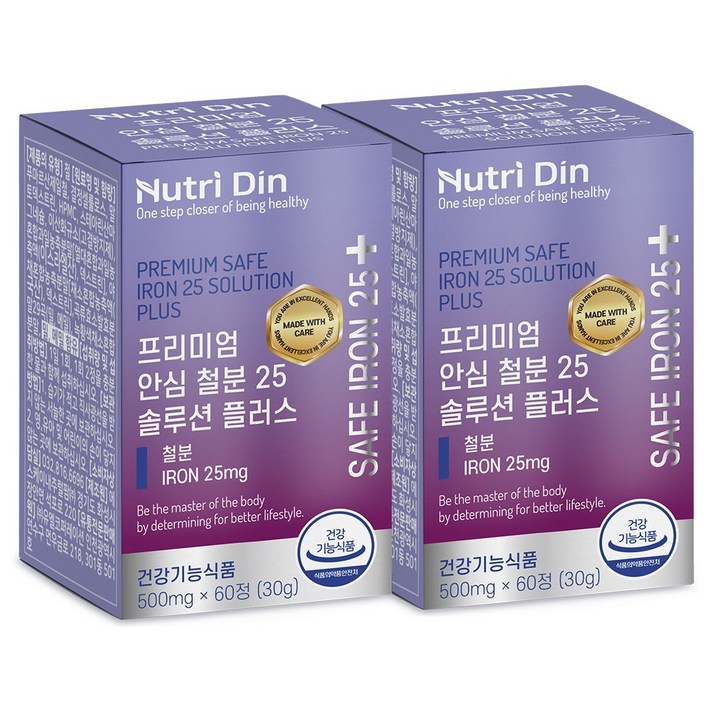 뉴트리딘 프리미엄 안심 철분 25 솔루션 플러스, 2개, 60정