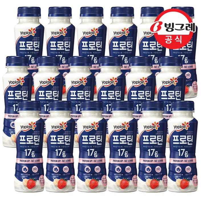 [빙그레]요플레 프로틴 드링크 210g x 18개 /단백질/유산균, 선택:프로틴 드링크 딸기바나나 210ml 18개