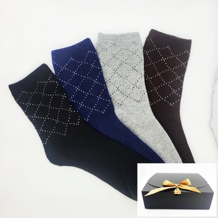 [선물포장]따뜻 도톰한양말 남자정장양말 4족1세트 남자 양말 선물 세트 남자선물 부담없는 명절 선물세트