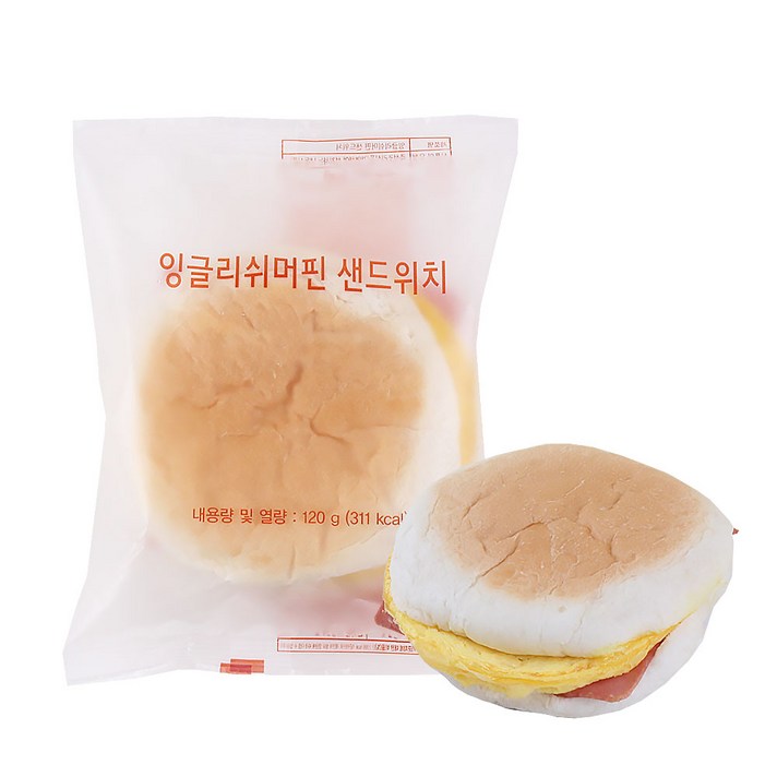[딜라잇가든]냉동 잉글리쉬머핀 샌드위치 120g에어프라이어 오븐 x 10개, 120g