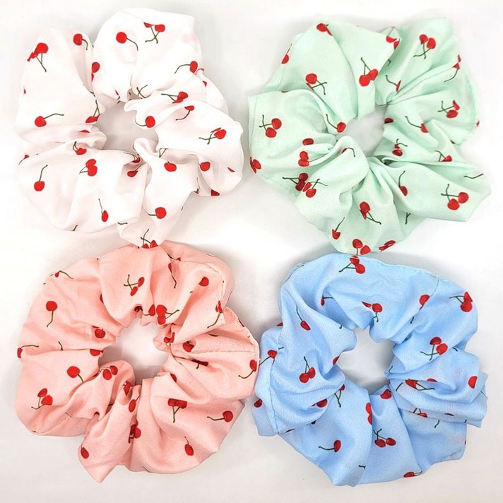 오뜨앙쥬 곱창 머리끈 과일 체리 무늬 헤어 4종 세트