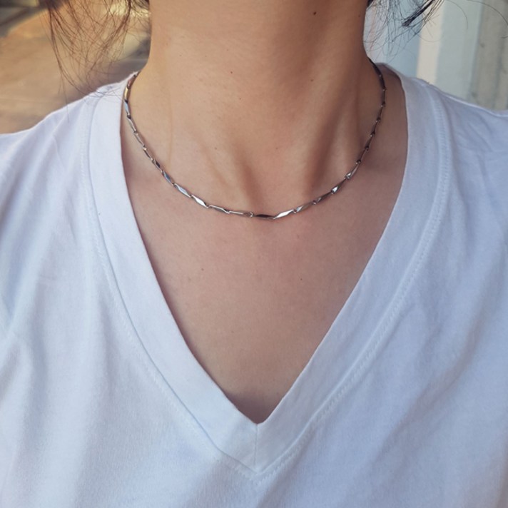 써지컬스틸 사선체인 남자 여자데일리목걸이 변색없는목걸이