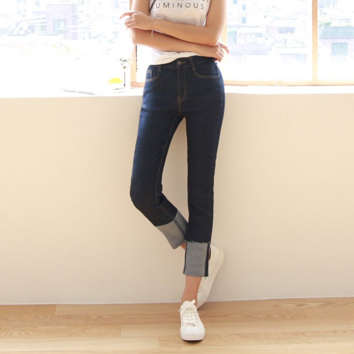 비바조이 꿀스판 롤업청바지 C3113