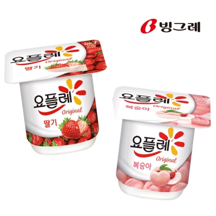 빙그레 요플레85g X 16컵(딸기 복숭아)아이스무료 반품불가, 16개입, 85g