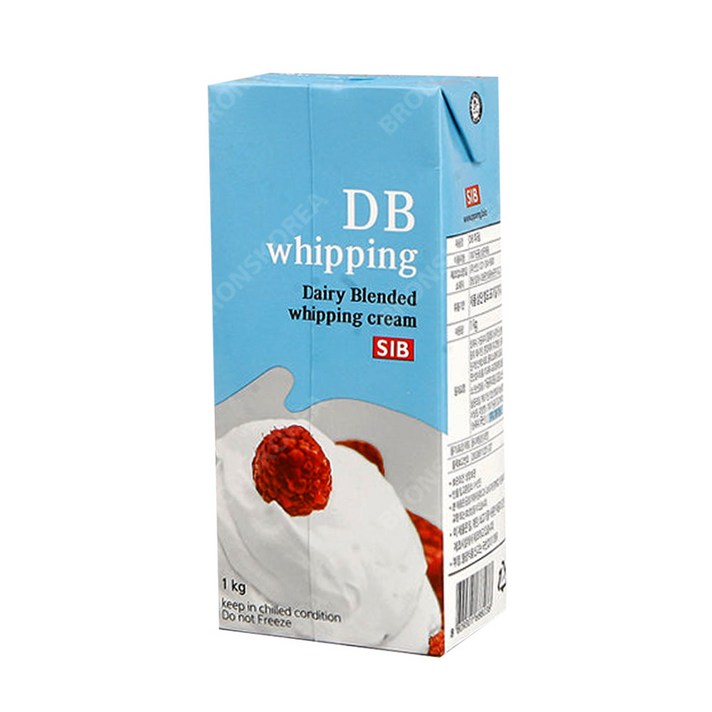 DB휘핑크림 무가당 1kg X 3개/생크림 베이킹 동물성 식물성 혼합생크림(아이스박스무료)