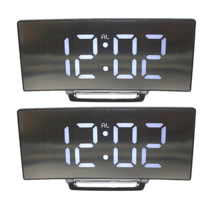 2pcs 울트라 대형 LED 디스플레이 화면 디지털 미러 알람 시계 화이트, 플라스틱 전자 부품