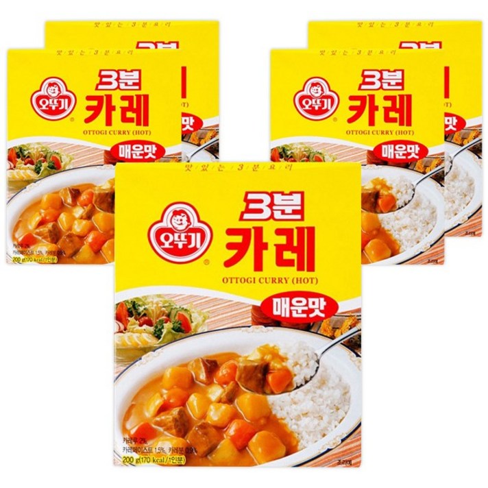 오뚜기 3분 카레 매운맛, 200g, 5개