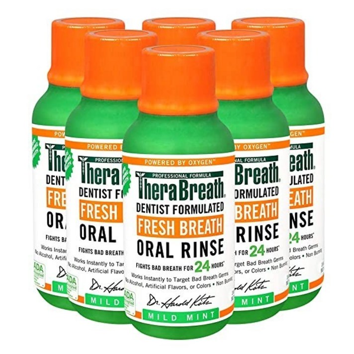TheraBreath Fresh Breath Dentist 24 시간 구강 린스 마일드 민트 3 온스 (6 팩), Mild Mint_3 Fl Oz Pack of 6