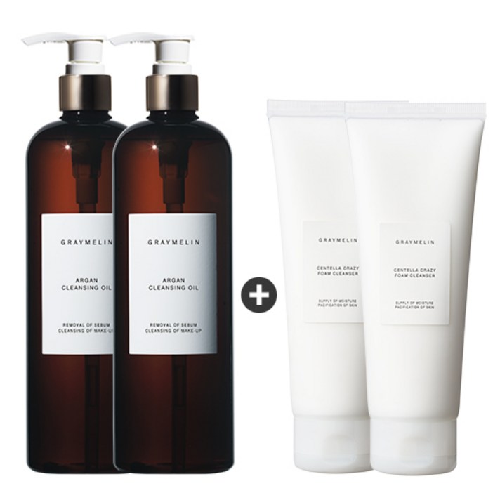  그레이멜린 아르간 클렌징 오일 500ml + 크레이지 폼 클렌져 센텔라 150ml, 2세트 