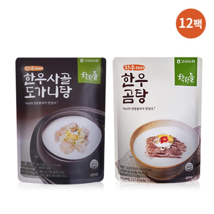 착한들 고삼 한우사골 도가니탕 6팩+한우 곰탕 6팩, 12개, 500g