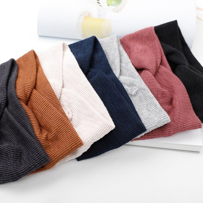 꼬임 골지 반다나 헤어밴드 터번 넓은 와이드 여자 여성 기본 심플 데일리 두꺼운 머리띠