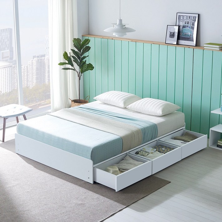 규수방 공간 활용에 좋은 침대 오피스 3단 서랍형침대, 오피스(오크)서랍형, 슈퍼싱글, 컴포트본넬 그레이 매트리스