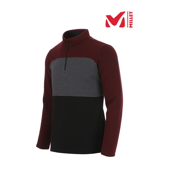 밀레 F/W 남성 쓰리톤 배색이 멋스럽게 디자인된 기모 집업 티셔츠