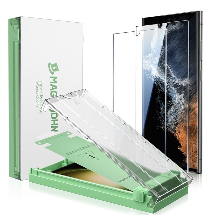 MAGIC JOHN 스크래치 복원 고화질 AR 풀커버 갤럭시 액정보호필름  부착틀, 1세트