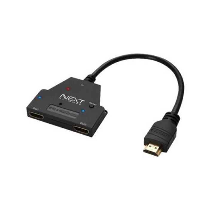 넥스트 이지넷 유비쿼터스 HDMI 1대2 모니터 분배기 NEXT-0102SPC, HDMI 분배기 1대2 무전원 피그테일타입