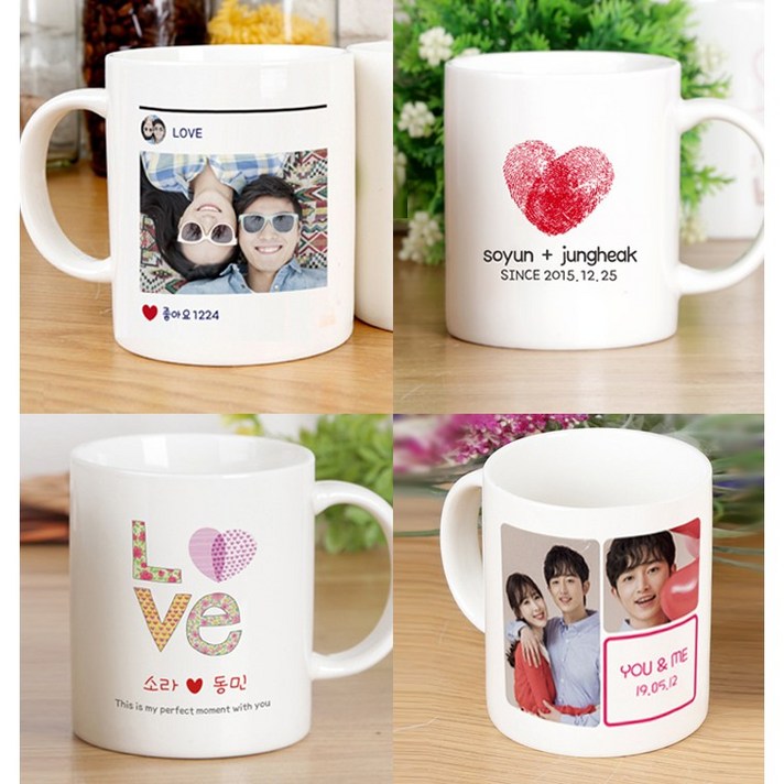 [딸기느낌] 주문제작 포토머그컵 무료시안 소량제작 카페머그컵 돌 답례품 부모님선물 커플 기업선물 유치원 어린이집 추천