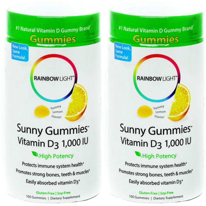 레인보우라이트 써니 비타민 D3 1000IU 레몬 구미, 100개입, 2개