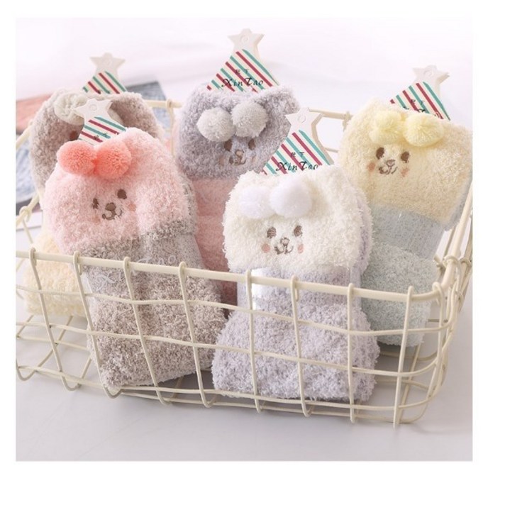 큐티베어 수면양말 5켤레