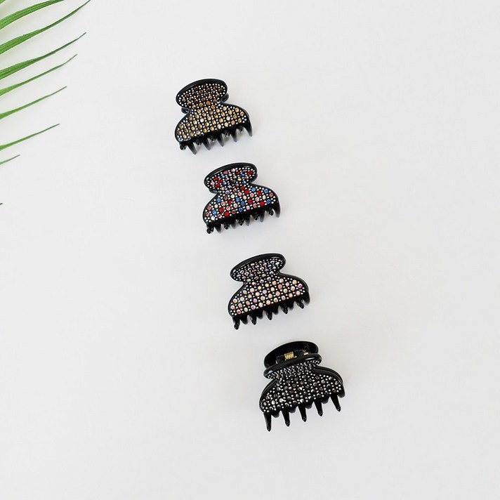 프랑스핀 블랙 반달 큐빅 스톤 미니 헤어 집게핀