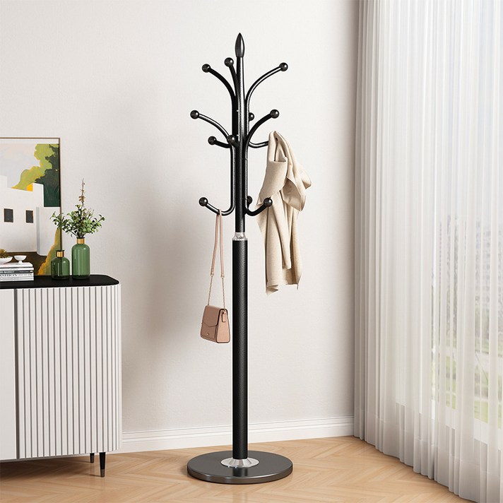  HOPE 스텐드형 옷걸이 철제 튼튼한 원판형 행거, 블랙 받침대 지름35cm 